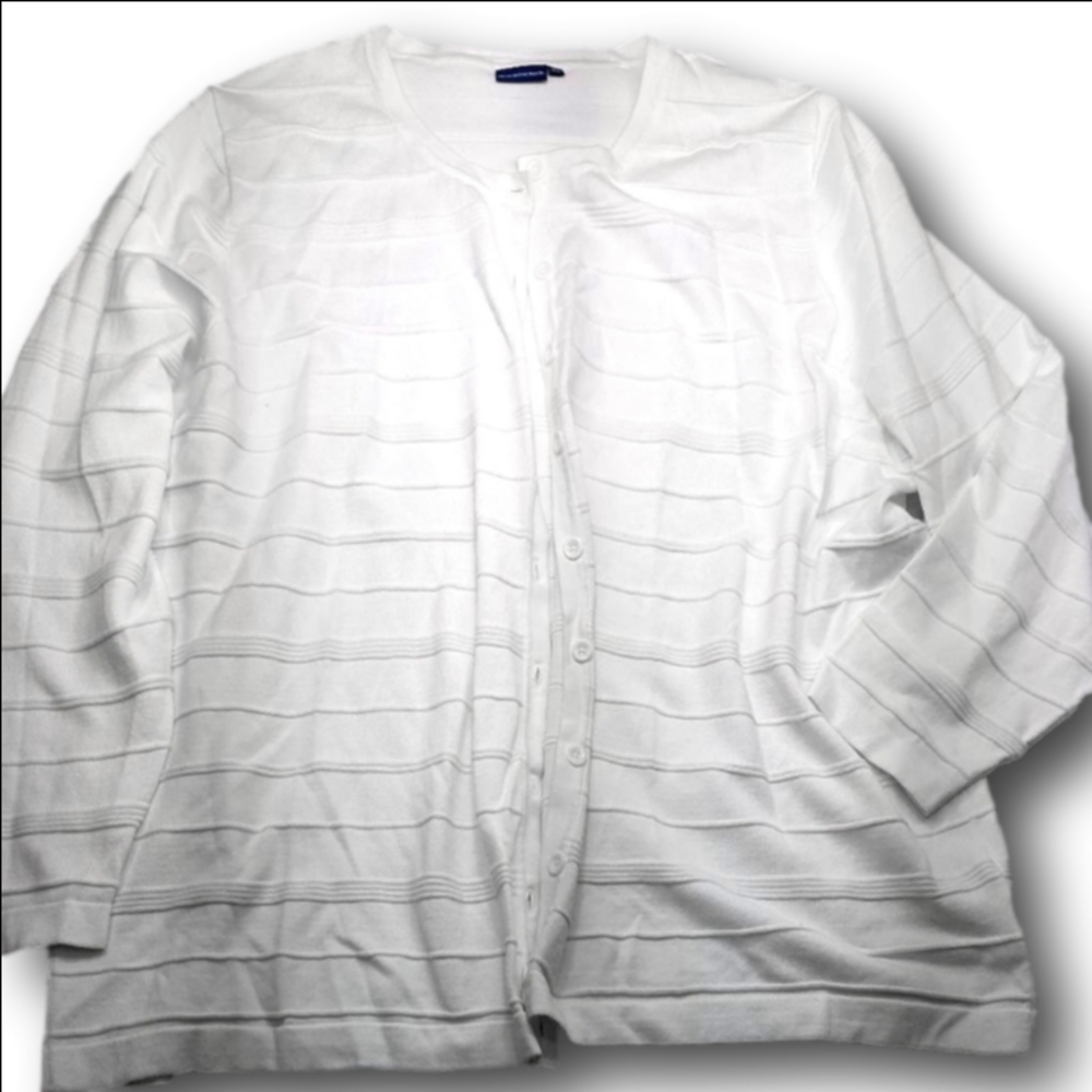 Women's NORTHCREST White Cardigan Sweater 4X
